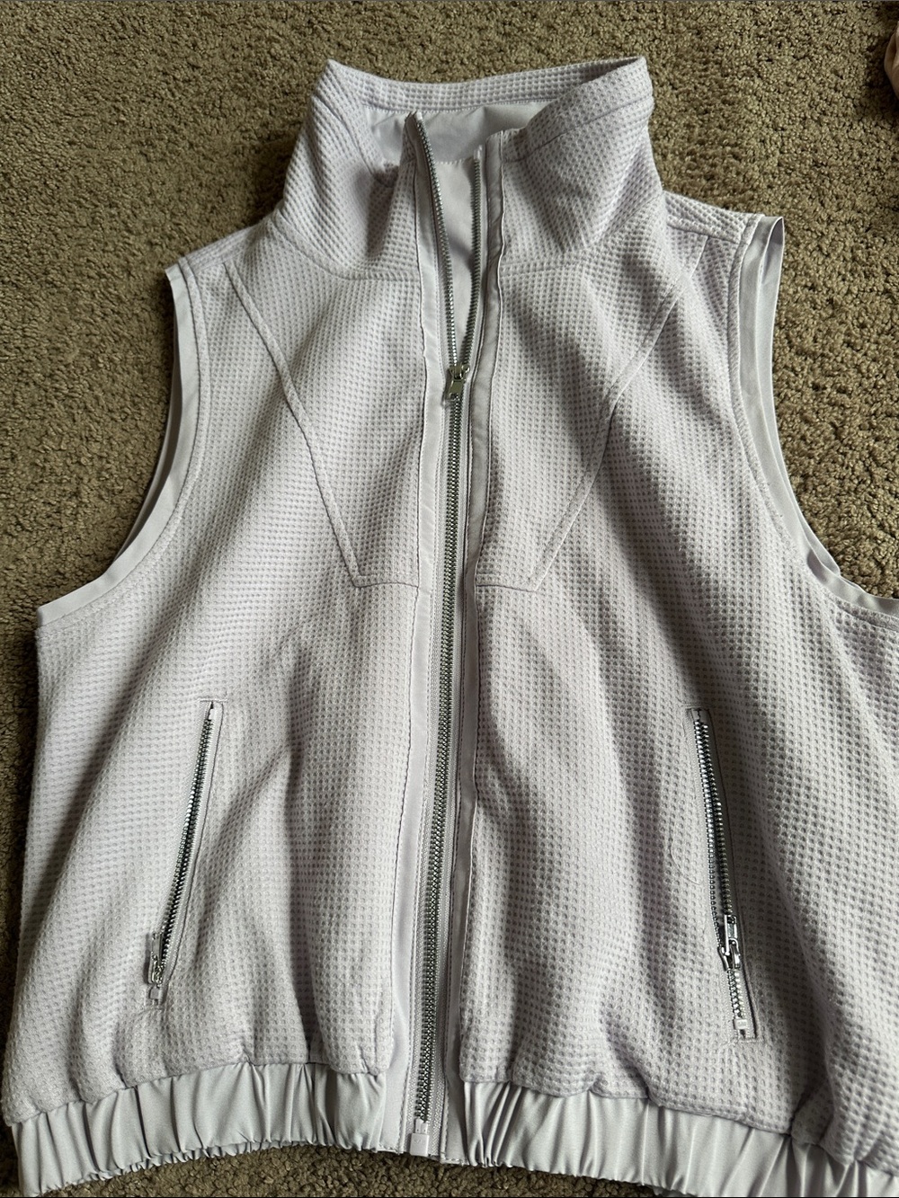 Sage Light Gray Textured Sleeveless Zip Vest